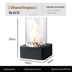 Brasero <span class=keywords><strong>de</strong></span> metal negro creativo Firepit <span class=keywords><strong>Chimenea</strong></span> <span class=keywords><strong>de</strong></span> mesa cuadrada con piedras decorativas Parte superior <span class=keywords><strong>de</strong></span> vidrio hecha <span class=keywords><strong>de</strong></span> acero inoxidable duradero - Product Image 2
