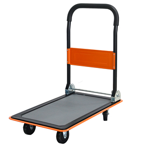 Carretilla de Mano de Cuatro Ruedas con Plataforma de 300 kg, Estructura de Acero, Plataforma de Plástico, para Almacén, Compras y Almacenamiento - Product Image 3