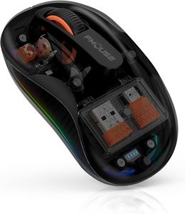 Transparent <b>Wireless</b> Mouse Tri-Mode Black Rechargeable Silent mouse 3 Devices Portable mice for Desktop Laptop Pad <b>PC</b> - Product Image 1