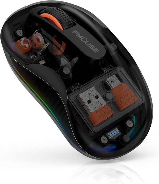 Transparent Wireless Mouse Tri-Mode Black Rechargeable Silent mouse 3 Devices Portable mice for Desktop Laptop Pad PC