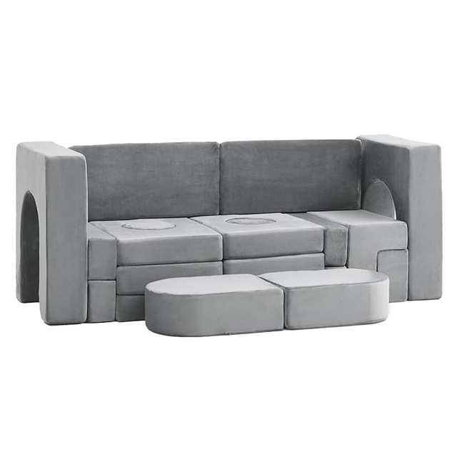 Versatile Kids Modular Foam Sofa Set High Density Sponge Building Blocks Play Couch with Removable Crystal Soft Cover