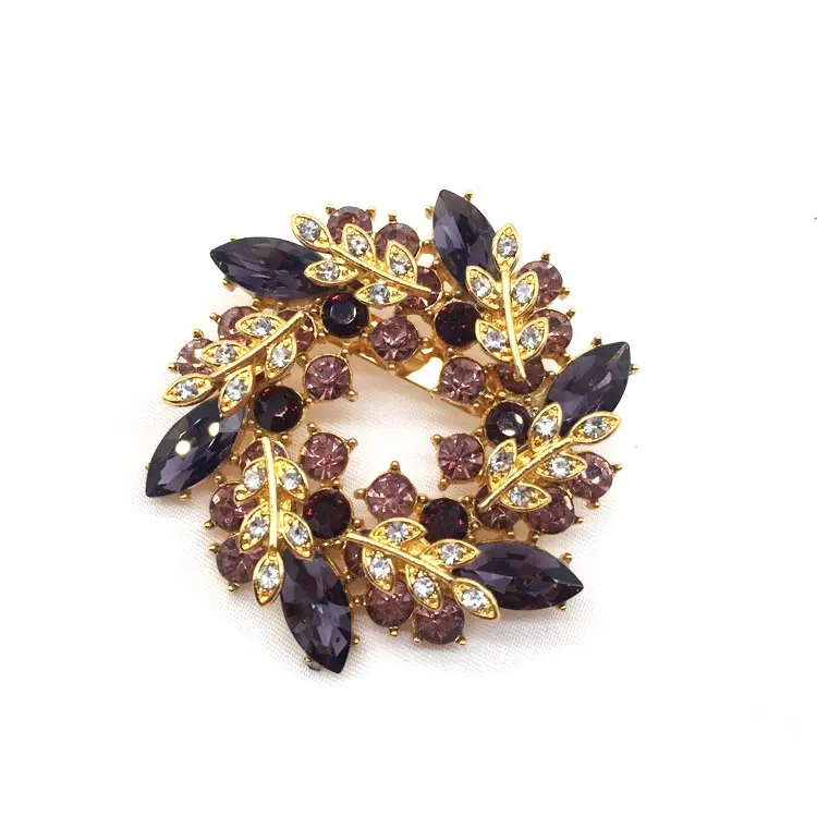 Customize metal gold plating flower hijab luxury accessory diy magnet men brooch pins