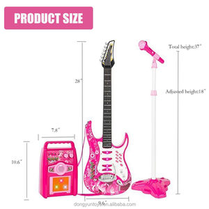 <span class=keywords><strong>Guitare</strong></span> électrique musicale en plastique pour enfants, ensemble de jeu <span class=keywords><strong>à</strong></span> six cordes, microphone, AUX, karaoké, instrument musical éducatif - Product Image 4
