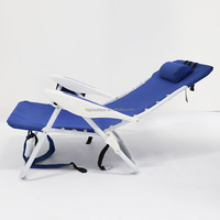 Chaise de plage pliable portable d'extérieur avec cadre en aluminium, sac latéral et coussin
