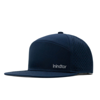 Casquette Snapback personnalisée avec logo, 6 panneaux, perforations découpées au laser, séchage rapide, polyester imperméable, visière plate, maille respirante, style Trucker