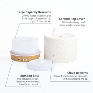 <strong>Ceramics</strong> Beech Wood Humidifier Aroma Machine Home Office Essential Oil Night Light Ultrasonic Aroma <strong>Diffuser</strong> - Product Image 4