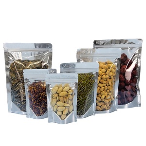 In Stock Front Transparent Back foil Stand Up Pouch Zipper Plastic Bags For Snack Spices Nut Food Packaging Pouch Coffee Tea Bag