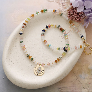Natural Stone Eye Pendant Necklace With Gold Plated Charm For Everyday Wear Unisex Jewelry - Product Image 3