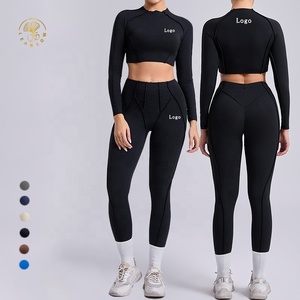 <span class=keywords><strong>Set</strong></span> da Donna per <span class=keywords><strong>Palestra</strong></span>: Top a Maniche Lunghe e Leggings, Abbigliamento Sportivo Traspirante, Completo Fitness - Product Image 1