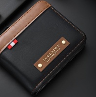 Dompet Zipper Kulit PU Pendek Modis dengan Warna Patchwork untuk Pria, Dilengkapi Kantong Koin, Kapasitas Besar dengan Banyak Slot Tempat Kartu
