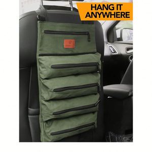 16oz Heavy Duty Canvas Hanging <b>Tool</b> <b>Roll</b>, Portable Car Storage Pouch for Electrician & Repair <b>Tools</b> - Product Image 4