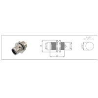 Connecteur métallique BEXKOM M12D-B 3-19 à broches en laiton plaqué or, verrouillage par vis, blindage EMC, IP67, anti-vibration, anti-corrosion