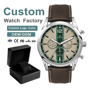 Montre chronographe à quartz pour homme OEM ODM avec logo personnalisé, bracelet en cuir véritable élégant, montres multifonctionnelles à trois aiguilles avec date - Product Image 1