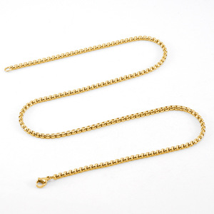 Zogxin Stainless Steel Square Pearl Chain Necklace Unisex Hip Hop Fashion Jewelry 18K Gold Plated Geometric Design - Product Image 5