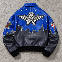Veste en cuir patchwork personnalisée avec broderies en strass, style vintage, veste de baseball universitaire, veste bomber varsity pour hommes