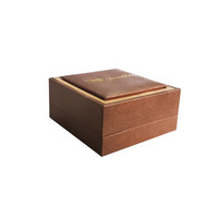 Boîte à bijoux rigide de luxe personnalisée en brun avec doublure en velours, emballage haut de gamme pour bagues, boucles d'oreilles et bijoux