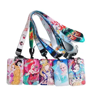 Fashion printed Cute cartoon beauty princess anime lanyards For Student Key Chain ID Pass Bus Card Holder