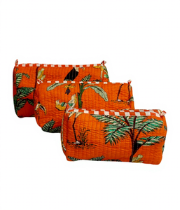 Pochette de toilette en coton matelassé imprimé réutilisable et écologique |   Fermeture éclair pour sac pour femmes et hommes - Product Image 1