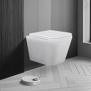 Ensemble <span class=keywords><strong>WC</strong></span> mural de luxe haut de gamme, <span class=keywords><strong>WC</strong></span> en céramique blanche robuste et haut de gamme avec design à bords carrés, réservoir encastré pour salle de bain - Product Image 1
