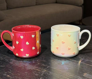 Taza de Cerámica Iridiscente con Corazón en Relieve 3D, Taza de Café para Parejas, Regalo de San Valentín o Boda, Personalizable al por Mayor - Product Image 1