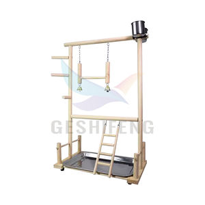 Soporte para <span class=keywords><strong>Parque</strong></span> <span class=keywords><strong>de</strong></span> aves grande <span class=keywords><strong>de</strong></span> 2 pisos con comedero y soporte para bebedero, juguete <span class=keywords><strong>de</strong></span> madera para pájaros, 2 plantas - Product Image 1