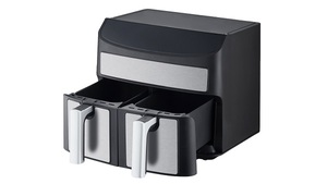 2024 Nhà Máy Mới Thép Không Gỉ Kỹ Thuật Số Thông Minh Kép Lò Nồi Chiên Không Khí 7L Với 2 Giỏ <span class=keywords><strong>LCD</strong></span> Hiển Thị Điện Hộ Gia Đình Phong Cách Hiện Đại - Product Image 2