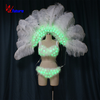 Disfraz de baile de Samba LED Carnaval luminoso/espectáculo de escenario en T Disfraces sexy con alas de plumas Control inalámbrico programable