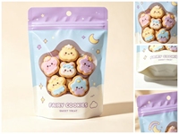 Sachet refermable personnalisé avec logo, pochette en plastique à fermeture éclair pour l'emballage de biscuits, de gâteaux croustillants et de snacks