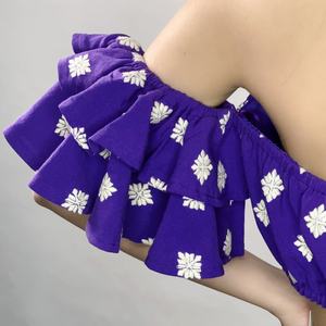 Top Corto Casual de Verano para Mujer, de Algodón y Lino, con Hombros Descubiertos, Bordado, con Manga Corta y Logotipo Frontal - Product Image 5