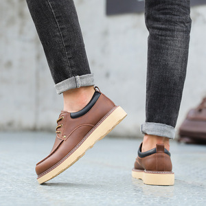 Bottes de travail de style américain à tige basse pour hommes, chaussures en cuir à bout épais, chaussures décontractées d'extérieur en cuir véritable pour hommes - Product Image 5