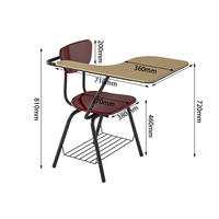 Chaise de formation robuste pour étudiants universitaires avec bloc-notes bras de tablette à cadre en métal pour le bureau ou l'extérieur pour les étudiants