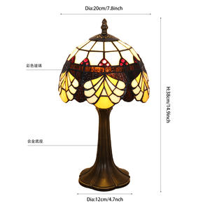 European <b>Retro</b> Style Table Light Creative Art Decorative Table <b>Lamp</b> with Stained Glass for Offices and Bedrooms Resin Body - Product Image 3