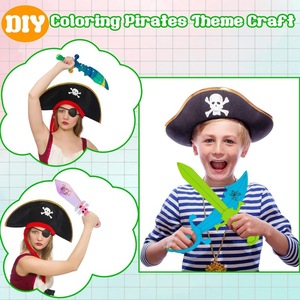Kayu grafiti bajak laut kayu kreatif pisau liontin DIY anak-anak ditarik tangan mewarnai alat peraga mainan anak-anak Diy seni dan kerajinan Set - Product Image 3