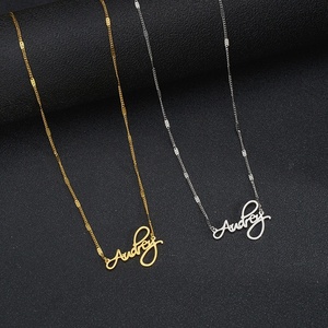 Dropshipping POD Custom Simple Letters <b>Name</b> Pendant Stainless Necklace Gold Plated Collar <b>Chain</b> Gold Wire <b>Chain</b> Necklace - Product Image 6