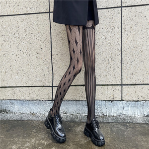 Medias de malla de diamantes para mujer, de red de alta elasticidad antigancho pantimedias, patrón Floral, medias de <span class=keywords><strong>rejilla</strong></span> huecas negras sexis de lujo - Product Image 4