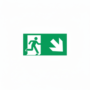 Uscita di emergenza verso il basso segno freccia destra-220 in alluminio luminescente * 120mm - Product Image 1