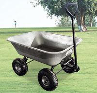 Chariot à roues robuste en acier à 4 roues pour jardin, cour, utilitaire, chariot de jardin, chariot à benne - Plateau en acier