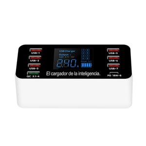 Adaptador de estación de carga con pantalla LED, Cargador usb de 8 puertos, superrápido para teléfono, pad y portátil, 60W, el más vendido de <span class=keywords><strong>2021</strong></span> - Product Image 1