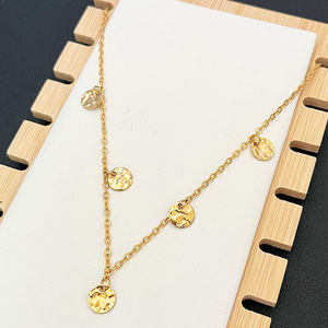 G4063 venta al por mayor de acero inoxidable chapado en oro moneda colgante collar estilo francés joyería clavícula cadena moneda collar - Product Image 3