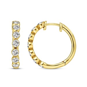 Boucles d'oreilles créoles en diamant de laboratoire taille ronde pour femme, couleur VVS VS EF, disponibles en argent sterling 925, or 10 carats, 14 carats, 18 carats - Product Image 1