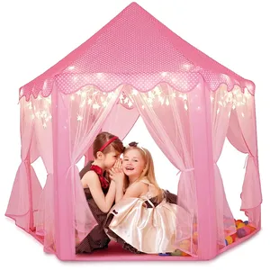 Seamind bambini principessa ragazze grande casa all'aperto per bambini castello gioco tenda giocattolo con luci a LED