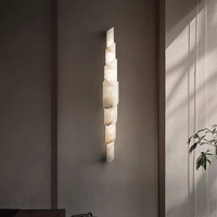 Applique murale de luxe en albâtre espagnol au design italien, lampe LED longue et superposée en marbre pour villa, salon, fond de couloir