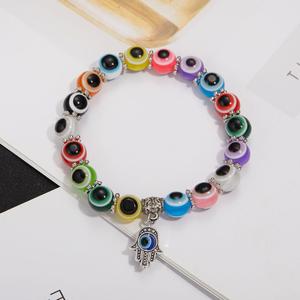 Nuovo Braccialetto Portafortuna alla Moda, Gioiello Fatto a Mano con Occhio Blu e Palma di Fatima, Bracciale Turco Contro il Malocchio per Donne - Product Image 3