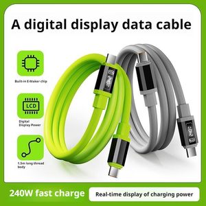 Câble de charge rapide USB-C ANNXIN ultra-rapide 240W haute puissance avec affichage numérique LED en silicone et puce E-Marker 6A pour ordinateur portable et téléphone - Product Image 2