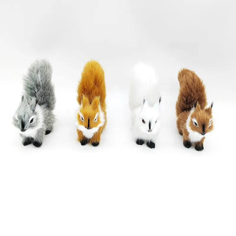 New Plush Simulation Squirrel Model Decoration Animal Static Action Stuffed Figure Cute Gift Doll Toy Christmas Party Ornament