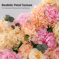 Panneau mural de fleurs artificielles multicolores avec roses et hortensias pour toile de fond de mariage, fond de diffusion en direct, vitrine de magasin, décoration murale de fête