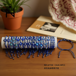 Blue Oil Drop Eye <b>Bracelet</b> 24Pcs <b>Set</b> Fashion Protection Charm Jewelry - Product Image 3