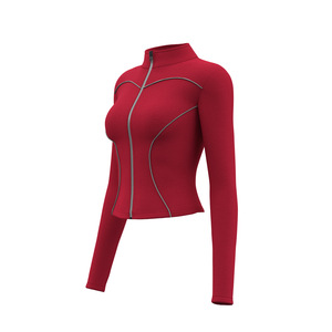 Juyitang Chaqueta reflectante para correr para mujer, abrigo de yoga a prueba de viento de manga larga, ropa deportiva para exteriores, color gris - Product Image 4