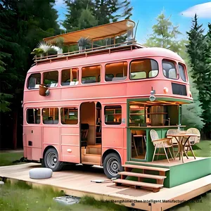 Autobús <span class=keywords><strong>de</strong></span> arte del hierro rosa <span class=keywords><strong>de</strong></span> doble capa 220V Tienda Móvil para el <span class=keywords><strong>mercado</strong></span> nocturno famoso en Internet que atrae ventas populares para la comida del autobús del té <span class=keywords><strong>de</strong></span> la leche - Product Image 1