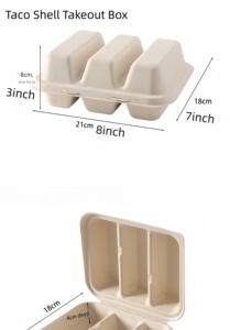 Caja para Tacos Biodegradable de un Solo Uso con Logotipo Personalizado, Hecha de Bagazo de Caña de Azúcar, 8x7x3 Pulgadas, Paquete de 3 Compartimentos - Product Image 6
